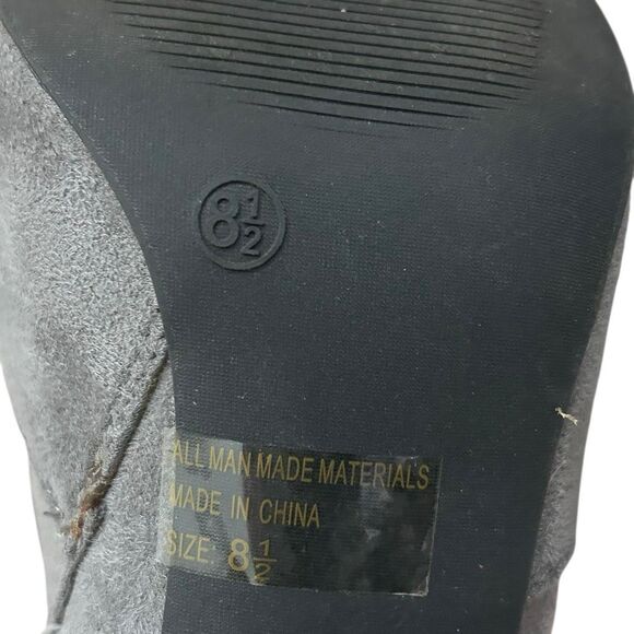 NWOT Over The Knee Heeled Boots Women's Size 8.5 Gray Vegan Leather Thigh High - Picture 6 of 7